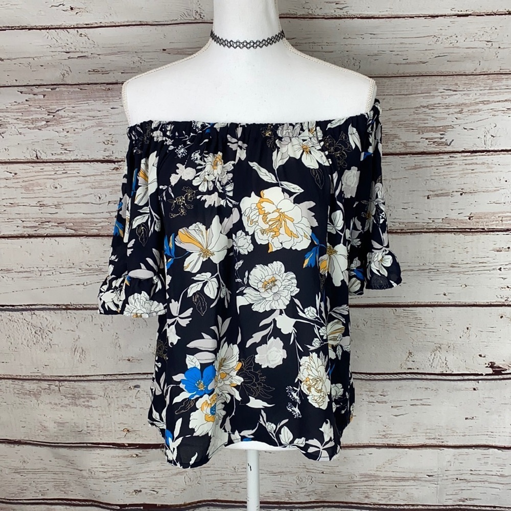 Sienna Sky Black/White Floral off shoulder Top S